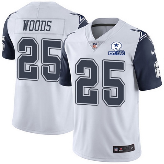 Nike Cowboys 25 Xavier Woods White Men Stitched With Established In 1960 Patch NFL Limited Rush Jersey Nike Cowboys 25 Xavier Woods White Men Stitched With Established In 1960 Patch NFL Limited Rush Jersey