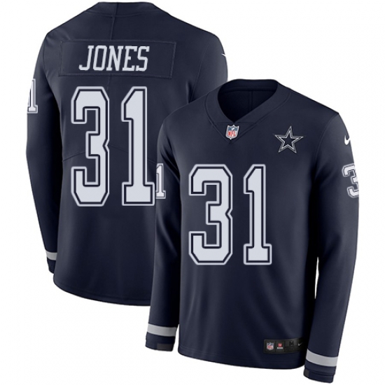 Nike Cowboys #31 Byron Jones Navy Blue Team Color Men Stitched NFL Limited Therma Long Sleeve Jersey Nike Cowboys #31 Byron Jones Navy Blue Team Color Men Stitched NFL Limited Therma Long Sleeve Jersey