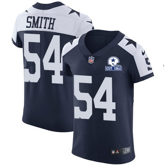 Nike Cowboys 54 Jaylon Smith Navy Blue Thanksgiving Men Stitched With Established In 1960 Patch NFL Vapor Untouchable Throwback Elite Jersey Nike Cowboys 54 Jaylon Smith Navy Blue Thanksgiving Men Stitched With Established In 1960 Patch NFL Vapor Untouchable Throwback Elite Jersey