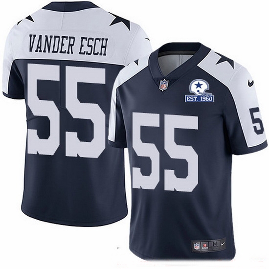Nike Cowboys 55 Leighton Vander Esch Navy Blue Thanksgiving Men Stitched With Established In 1960 Patch NFL Vapor Untouchable Limited Throwback Jersey Nike Cowboys 55 Leighton Vander Esch Navy Blue Thanksgiving Men Stitched With Established In 1960 Patch NFL Vapor Untouchable Limited Throwback Jersey