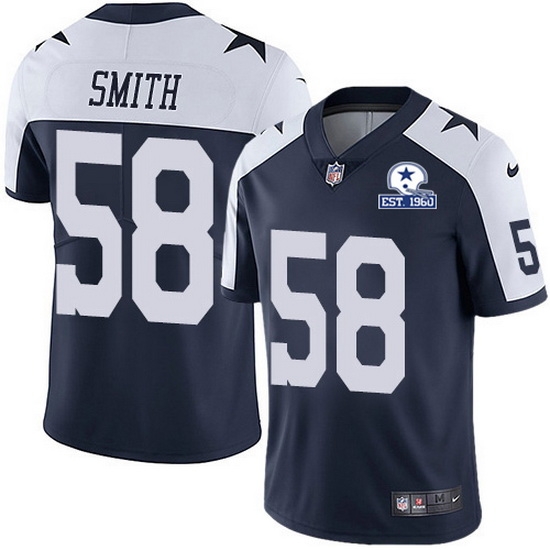 Nike Cowboys 58 Aldon Smith Navy Blue Thanksgiving Men Stitched With Established In 1960 Patch NFL Vapor Untouchable Limited Throwback Jersey Nike Cowboys 58 Aldon Smith Navy Blue Thanksgiving Men Stitched With Established In 1960 Patch NFL Vapor Untouchable Limited Throwback Jersey