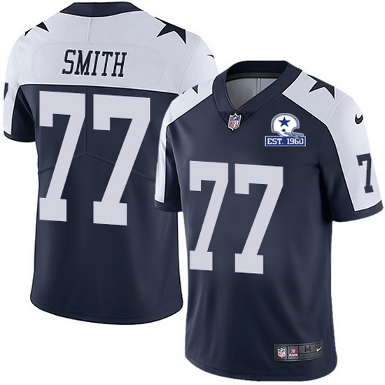 Nike Cowboys 77 Tyron Smith Navy Blue Thanksgiving Men Stitched With Established In 1960 Patch NFL Vapor Untouchable Limited Throwback Jersey Nike Cowboys 77 Tyron Smith Navy Blue Thanksgiving Men Stitched With Established In 1960 Patch NFL Vapor Untouchable Limited Throwback Jersey