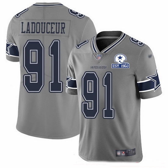Nike Cowboys 91 L P Ladouceur Gray Men Stitched With Established In 1960 Patch NFL Limited Inverted Legend Jersey Nike Cowboys 91 L P Ladouceur Gray Men Stitched With Established In 1960 Patch NFL Limited Inverted Legend Jersey
