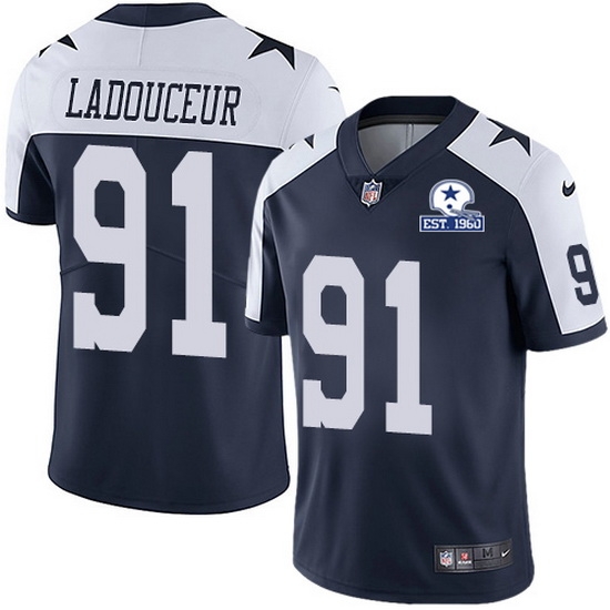 Nike Cowboys 91 L P Ladouceur Navy Blue Thanksgiving Men Stitched With Established In 1960 Patch NFL Vapor Untouchable Limited Throwback Jersey Nike Cowboys 91 L P Ladouceur Navy Blue Thanksgiving Men Stitched With Established In 1960 Patch NFL Vapor Untouchable Limited Throwback Jersey