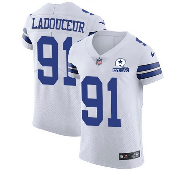 Nike Cowboys 91 L P Ladouceur White Men Stitched With Established In 1960 Patch NFL New Elite Jersey Nike Cowboys 91 L P Ladouceur White Men Stitched With Established In 1960 Patch NFL New Elite Jersey