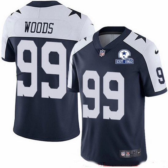 Nike Cowboys 99 Antwaun Woods Navy Blue Thanksgiving Men Stitched With Established In 1960 Patch NFL Vapor Untouchable Limited Throwback Jersey Nike Cowboys 99 Antwaun Woods Navy Blue Thanksgiving Men Stitched With Established In 1960 Patch NFL Vapor Untouchable Limited Throwback Jersey