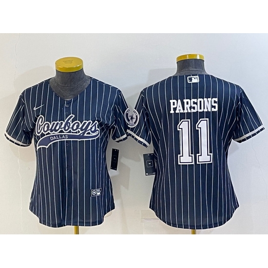 Women Dallas Cowboys 11 Micah Parsons Navy With Patch Cool Base Stitched Baseball Jersey_1 Women Dallas Cowboys 11 Micah Parsons Navy With Patch Cool Base Stitched Baseball Jersey_1
