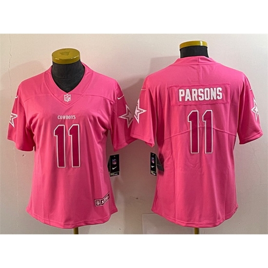 Women Dallas Cowboys 11 Micah Parsons Pink Vapor Untouchable Limited Stitched Jersey 28Run Small 29 Women Dallas Cowboys 11 Micah Parsons Pink Vapor Untouchable Limited Stitched Jersey 28Run Small 29