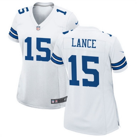 Women Dallas Cowboys 15 Trey Lance White Stitched Football Jersey Run Small Women Dallas Cowboys 15 Trey Lance White Stitched Football Jersey Run Small