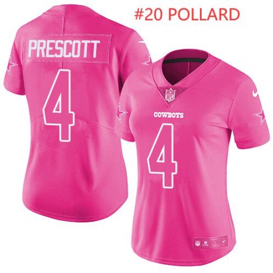 Women Dallas Cowboys #20 Tony Pollard Pink Stitched NFL Jersey Women Dallas Cowboys #20 Tony Pollard Pink Stitched NFL Jersey