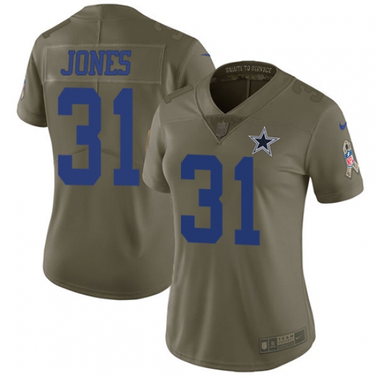 Womens Nike Cowboys #31 Byron Jones Olive Stitched NFL Limited 2017 Salute to Service Jersey Womens Nike Cowboys #31 Byron Jones Olive Stitched NFL Limited 2017 Salute to Service Jersey