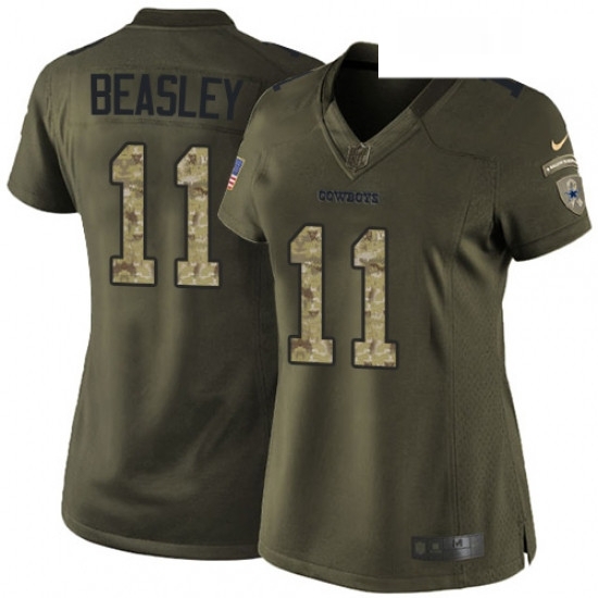 Womens Nike Dallas Cowboys 11 Cole Beasley Elite Green Salute to Service NFL Jersey Womens Nike Dallas Cowboys 11 Cole Beasley Elite Green Salute to Service NFL Jersey