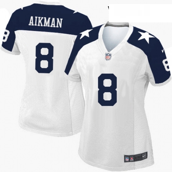 Womens Nike Dallas Cowboys 8 Troy Aikman Elite White Throwback Alternate NFL Jersey Womens Nike Dallas Cowboys 8 Troy Aikman Elite White Throwback Alternate NFL Jersey