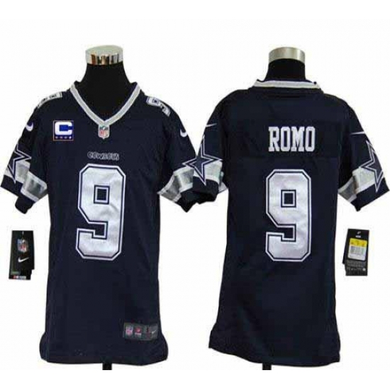 Nike Cowboys #9 Tony Romo Navy Blue Team Color With C Patch Youth Stitched NFL Elite Jersey Nike Cowboys #9 Tony Romo Navy Blue Team Color With C Patch Youth Stitched NFL Elite Jersey