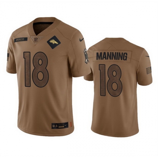 Men Denver Broncos 18 Peyton Manning 2023 Brown Salute To Service Limited Stitched Football Jersey Men Denver Broncos 18 Peyton Manning 2023 Brown Salute To Service Limited Stitched Football Jersey