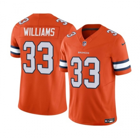 Men Denver Broncos 33 Javonte Williams Orange 2023 F U S E Vapor Untouchable Stitched Jersey Men Denver Broncos 33 Javonte Williams Orange 2023 F U S E Vapor Untouchable Stitched Jersey