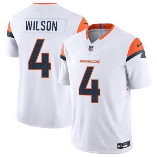 Men Denver Broncos 4 Zach Wilson White 2024 F U S E Vapor Limited Stitched Football Jersey Men Denver Broncos 4 Zach Wilson White 2024 F U S E Vapor Limited Stitched Football Jersey