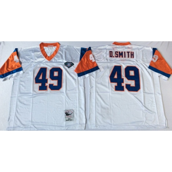 Men Denver Broncos 49 Dennis Smith White M&N Throwback Jersey Men Denver Broncos 49 Dennis Smith White M&N Throwback Jersey