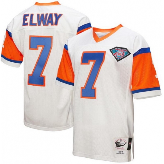 Men Denver Broncos 7 John Elway 1994 Mitchell 26 Ness White Throwback Retired Stitched Football Jersey Men Denver Broncos 7 John Elway 1994 Mitchell 26 Ness White Throwback Retired Stitched Football Jersey
