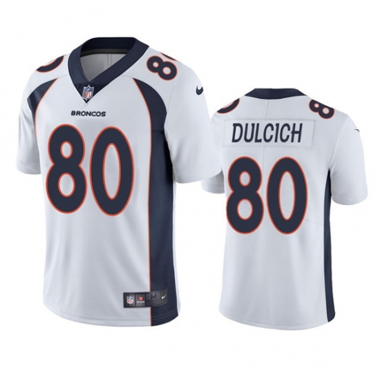 Men Denver Broncos 80 Greg Dulcich White Vapor Untouchable Stitched Jersey Men Denver Broncos 80 Greg Dulcich White Vapor Untouchable Stitched Jersey
