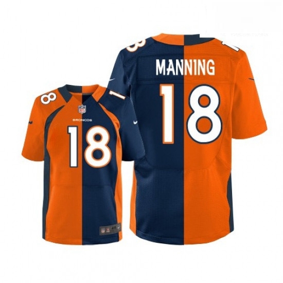 Men Nike Denver Broncos 18 Peyton Manning Elite OrangeNavy Split Fashion NFL Jersey Men Nike Denver Broncos 18 Peyton Manning Elite OrangeNavy Split Fashion NFL Jersey