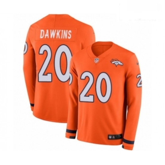 Men Nike Denver Broncos 20 Brian Dawkins Limited Orange Therma Long Sleeve NFL Jersey Men Nike Denver Broncos 20 Brian Dawkins Limited Orange Therma Long Sleeve NFL Jersey