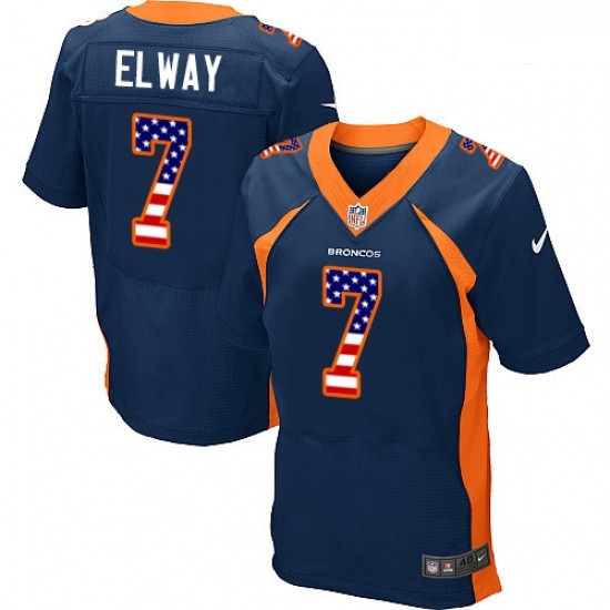 Men Nike Denver Broncos 7 John Elway Elite Navy Blue Alternate USA Flag Fashion NFL Jersey Men Nike Denver Broncos 7 John Elway Elite Navy Blue Alternate USA Flag Fashion NFL Jersey