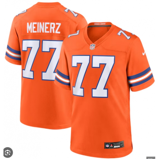 Men's Nike Quinn Meinerz #77 Orange Denver Broncos Mile High Collection 1977 Throwback Stitched NFL Jersey Men's Nike Quinn Meinerz #77 Orange Denver Broncos Mile High Collection 1977 Throwback Stitched NFL Jersey