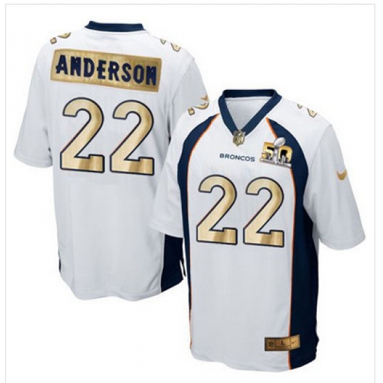 Nike Broncos #22 C J Anderson White Mens Stitched NFL Game Super Bowl 50 Collection Jersey Nike Broncos #22 C J Anderson White Mens Stitched NFL Game Super Bowl 50 Collection Jersey
