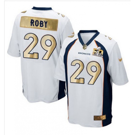 Nike Broncos #29 Bradley Roby White Mens Stitched NFL Game Super Bowl 50 Collection Jersey Nike Broncos #29 Bradley Roby White Mens Stitched NFL Game Super Bowl 50 Collection Jersey