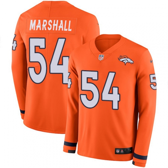 Nike Broncos #54 Brandon Marshall Orange Team Color Men Stitched NFL Limited Therma Long Sleeve Jersey Nike Broncos #54 Brandon Marshall Orange Team Color Men Stitched NFL Limited Therma Long Sleeve Jersey