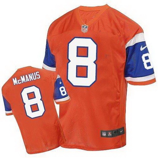 Nike Broncos #8 Brandon McManus Orange Throwback Mens Stitched NFL Elite Jersey Nike Broncos #8 Brandon McManus Orange Throwback Mens Stitched NFL Elite Jersey