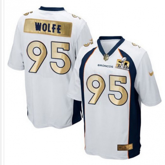 Nike Broncos #95 Derek Wolfe White Mens Stitched NFL Game Super Bowl 50 Collection Jersey Nike Broncos #95 Derek Wolfe White Mens Stitched NFL Game Super Bowl 50 Collection Jersey