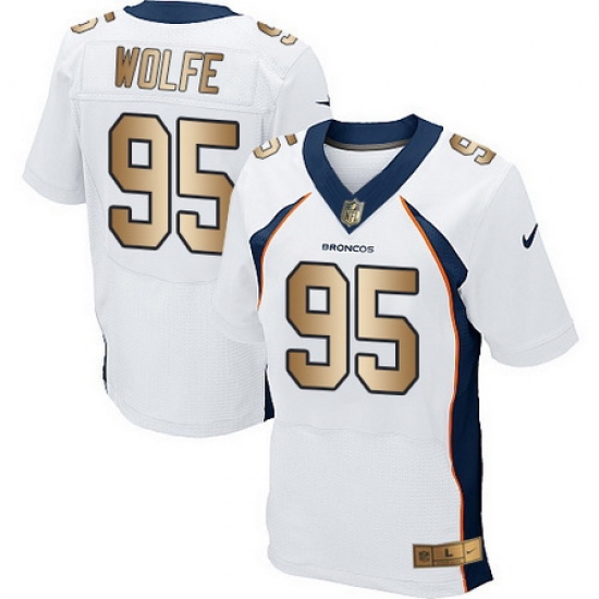 Nike Broncos #95 Derek Wolfe White Mens Stitched NFL New Elite Gold Jersey Nike Broncos #95 Derek Wolfe White Mens Stitched NFL New Elite Gold Jersey