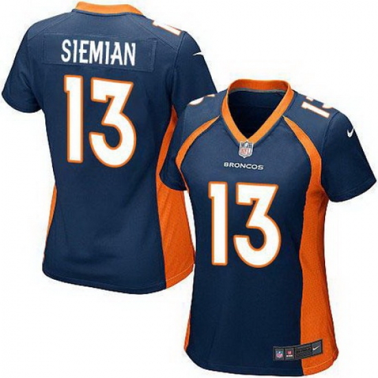 Nike Broncos #13 Trevor Siemian Blue Alternate Womens Stitched NFL New Elite Jersey Nike Broncos #13 Trevor Siemian Blue Alternate Womens Stitched NFL New Elite Jersey