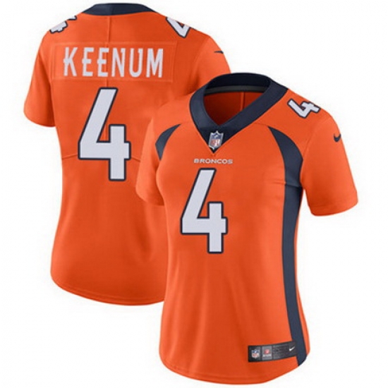 Nike Broncos #4 Case Keenum Orange Team Color Womens Stitched NFL Vapor Untouchable Limited Jersey Nike Broncos #4 Case Keenum Orange Team Color Womens Stitched NFL Vapor Untouchable Limited Jersey