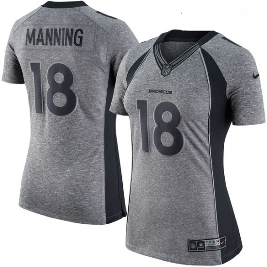 Womens Nike Denver Broncos 18 Peyton Manning Limited Gray Gridiron NFL Jersey Womens Nike Denver Broncos 18 Peyton Manning Limited Gray Gridiron NFL Jersey