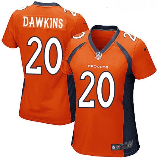 Womens Nike Denver Broncos 20 Brian Dawkins Game Orange Team Color NFL Jersey Womens Nike Denver Broncos 20 Brian Dawkins Game Orange Team Color NFL Jersey