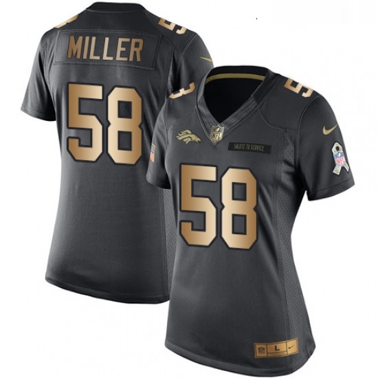 Womens Nike Denver Broncos 58 Von Miller Limited BlackGold Salute to Service NFL Jersey Womens Nike Denver Broncos 58 Von Miller Limited BlackGold Salute to Service NFL Jersey