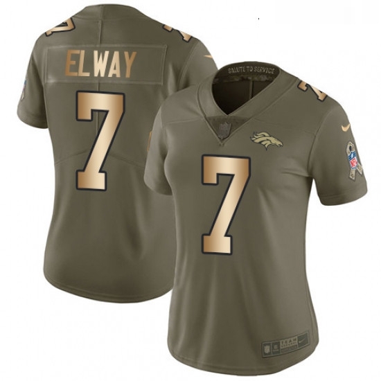 Womens Nike Denver Broncos 7 John Elway Limited OliveGold 2017 Salute to Service NFL Jersey Womens Nike Denver Broncos 7 John Elway Limited OliveGold 2017 Salute to Service NFL Jersey