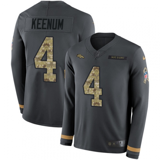 Nike Broncos #4 Case Keenum Anthracite Salute to Service Youth Long Sleeve Jersey Nike Broncos #4 Case Keenum Anthracite Salute to Service Youth Long Sleeve Jersey