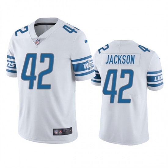 Men Detroit Lions 42 Justin Jackson White Vapor Untouchable Limited Stitched Jersey Men Detroit Lions 42 Justin Jackson White Vapor Untouchable Limited Stitched Jersey