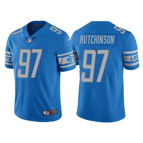 Men Detroit Lions 97 Aidan Hutchinson Blue NFL Draft Vapor Untouchable Limited Stitched Jersey Men Detroit Lions 97 Aidan Hutchinson Blue NFL Draft Vapor Untouchable Limited Stitched Jersey