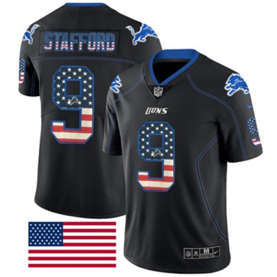 Nike Lions #9 Matthew Stafford Black Mens Stitched NFL Limited Rush USA Flag Jersey Nike Lions #9 Matthew Stafford Black Mens Stitched NFL Limited Rush USA Flag Jersey