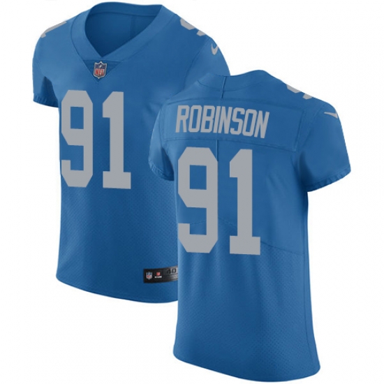 Nike Lions #91 A Shawn Robinson Blue Throwback Mens Stitched NFL Vapor Untouchable Elite Jersey Nike Lions #91 A Shawn Robinson Blue Throwback Mens Stitched NFL Vapor Untouchable Elite Jersey