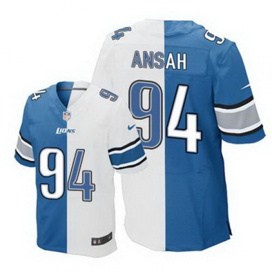 Nike Lions #94 Ziggy Ansah Blue White Mens Stitched NFL Elite Split Jersey Nike Lions #94 Ziggy Ansah Blue White Mens Stitched NFL Elite Split Jersey
