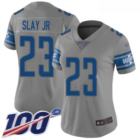 Lions #23 Darius Slay Jr Gray Women Stitched Football Limited Inverted Legend 100th Season Jersey Lions #23 Darius Slay Jr Gray Women Stitched Football Limited Inverted Legend 100th Season Jersey