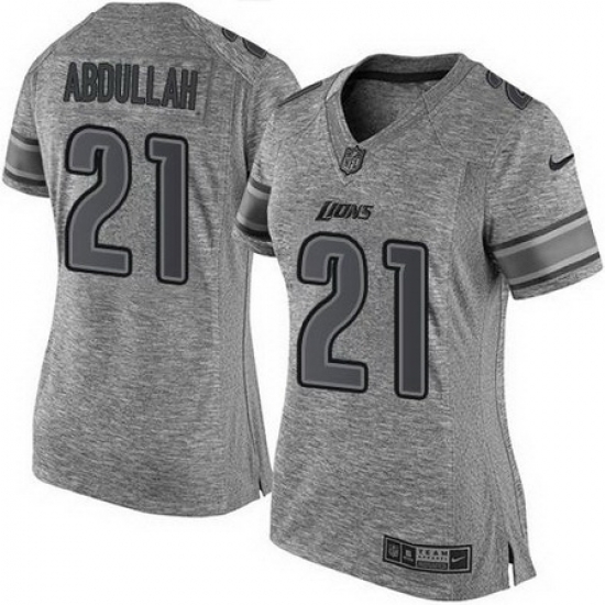 Nike Lions #21 Ameer Abdullah Gray Womens Stitched NFL Limited Gridiron Gray Jersey Nike Lions #21 Ameer Abdullah Gray Womens Stitched NFL Limited Gridiron Gray Jersey