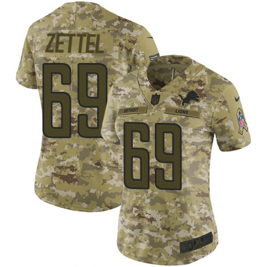Nike Lions #69 Anthony Zettel Camo Women Stitched NFL Limited 2018 Salute to Service Jersey Nike Lions #69 Anthony Zettel Camo Women Stitched NFL Limited 2018 Salute to Service Jersey