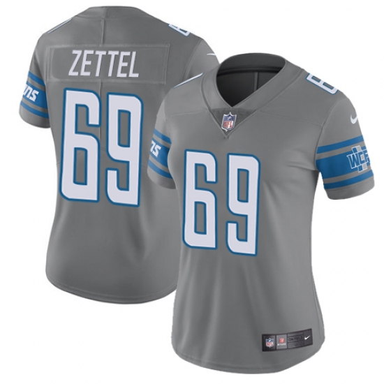 Nike Lions #69 Anthony Zettel Gray Womens Stitched NFL Limited Rush Jersey Nike Lions #69 Anthony Zettel Gray Womens Stitched NFL Limited Rush Jersey